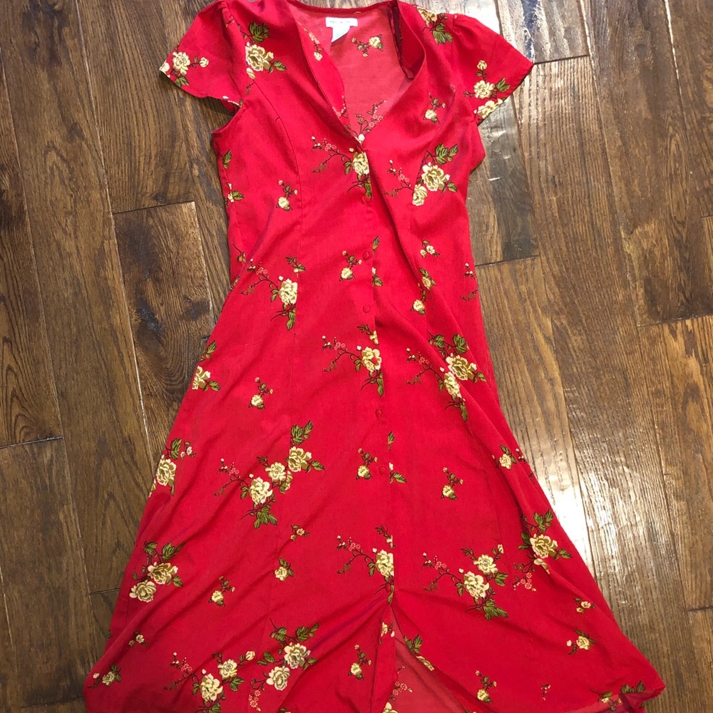 Red Floral Maxi Dress